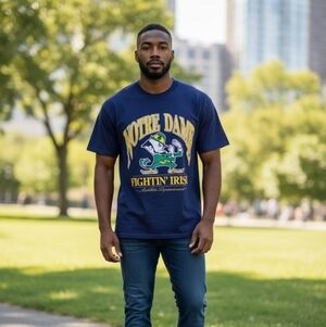 Vintage Nutmeg NCAA Notre Dame Fighting Irish Blue Shirt Sz L